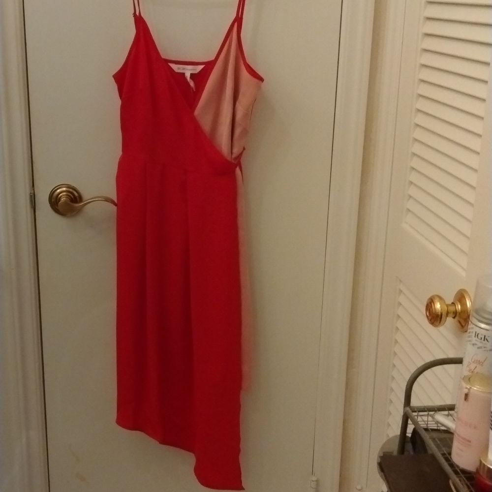 BCBGeneration red and pink wrap dress
